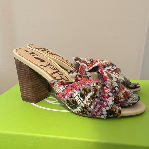 Sam Edelman Oda Slide Tweed Multicolor Knot Top Mule - Picture 2 of 14